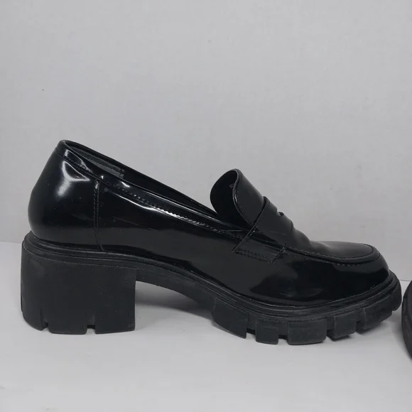 Sincerely Jules Dylan Size 9 Glossy Black 90s Y2k style Chunky Lug Loafer shoes - Picture 8 of 11